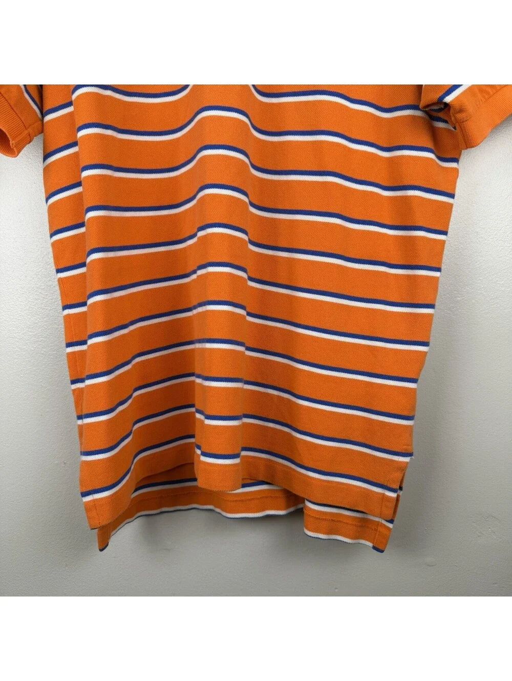 Polo Ralph Lauren Shirt Mens Large Orange Blue White Striped Short Sleeve Vtg L